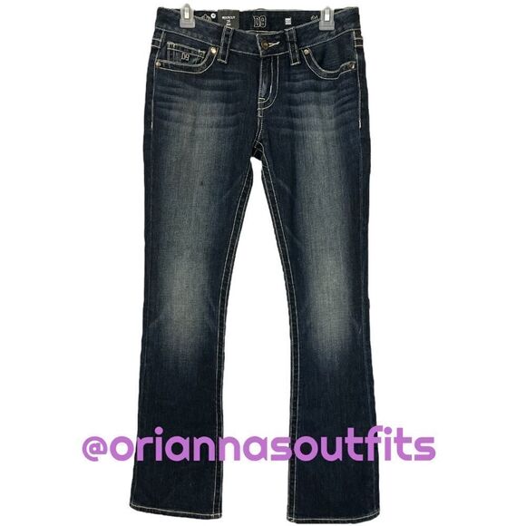 District 9 Dark Wash Slick Boot Cut Denim Jeans - Picture 1 of 11